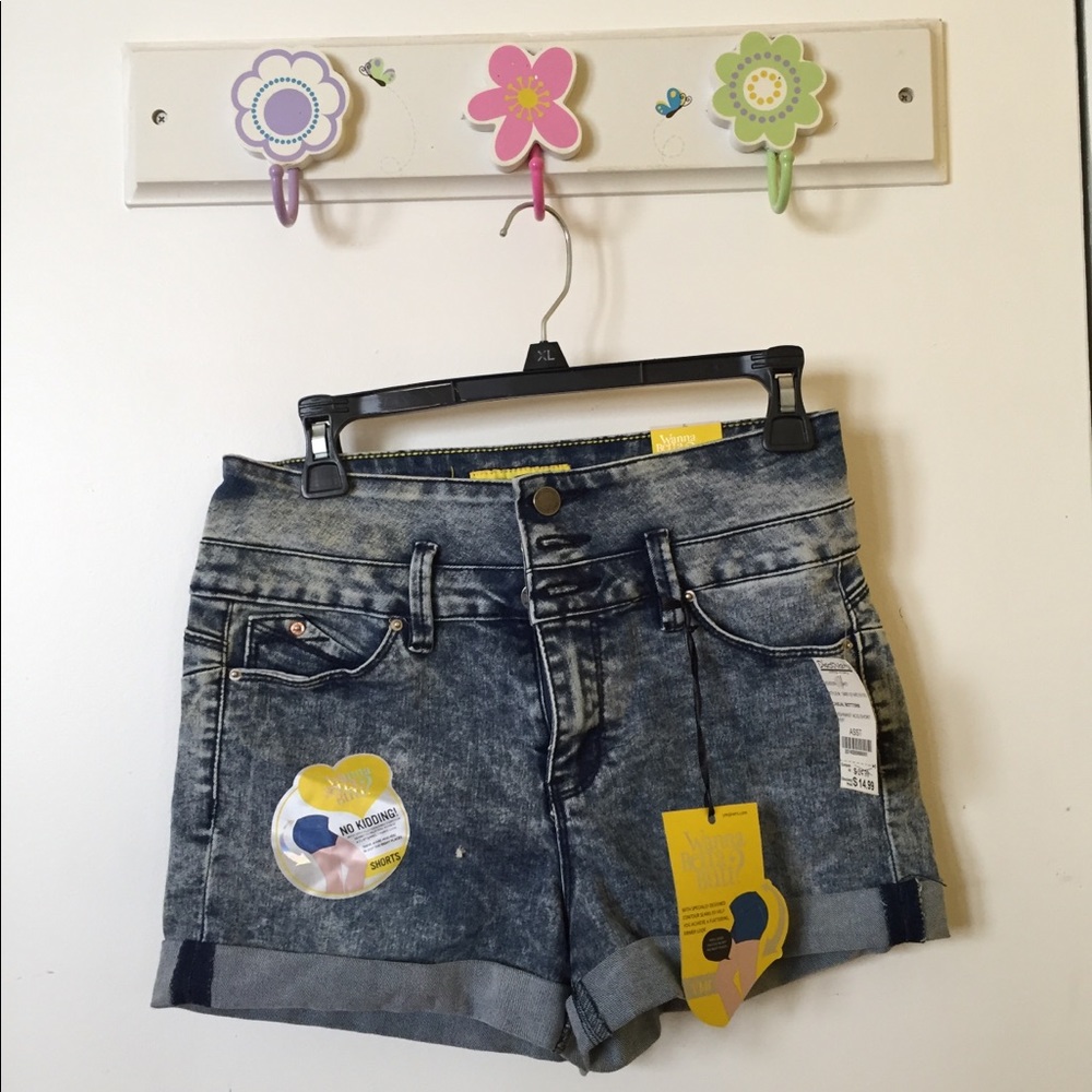High rise denim shorts